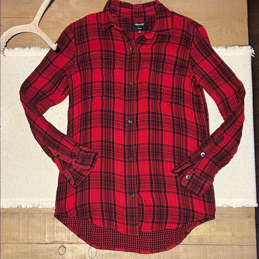 Madewell Red and Black Plaid Shirt